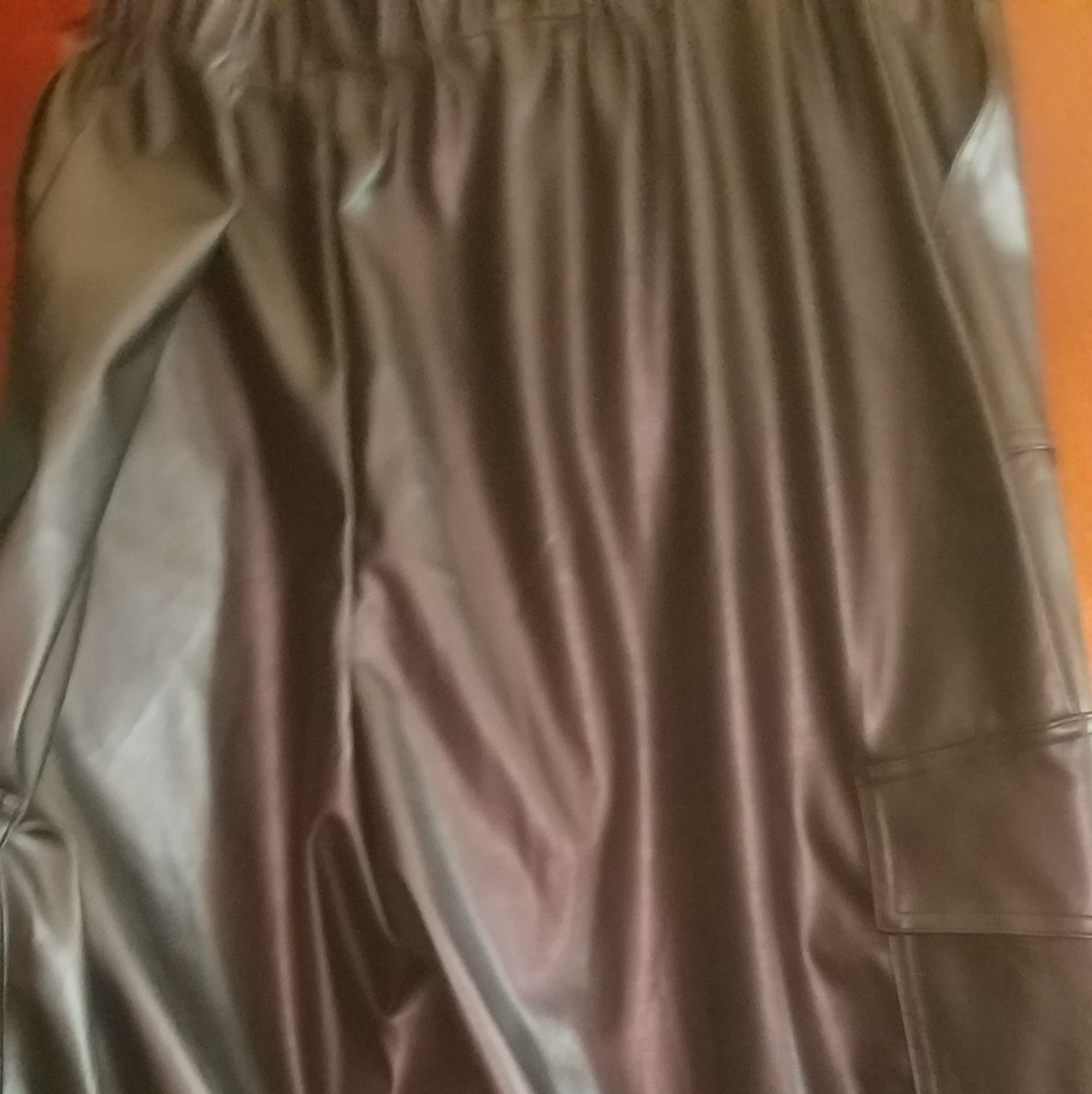 Brand new Vegan leather pants. Lined inside. Cargo wider leg pant.